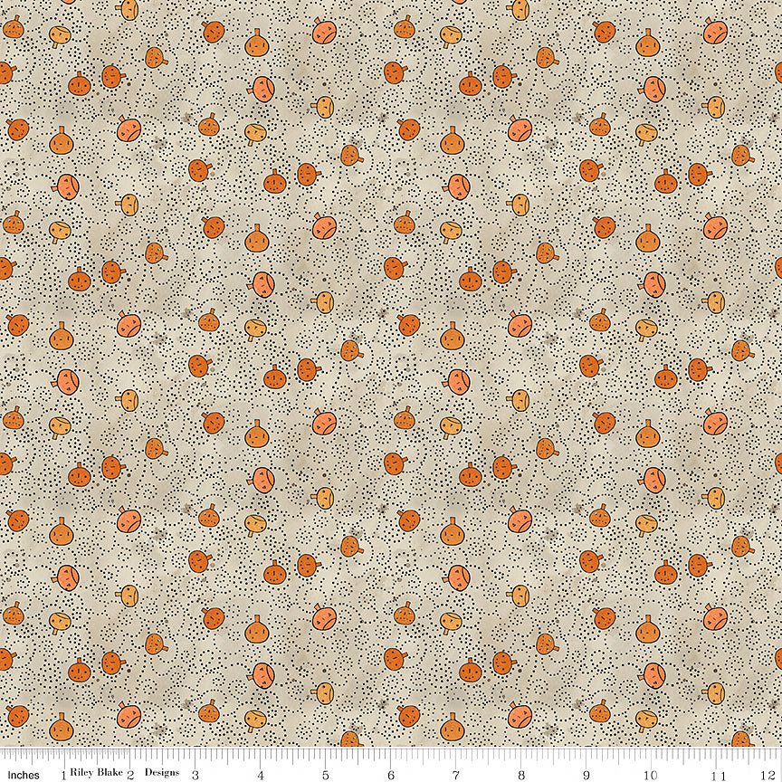 Spooky Pumpkins Gray - Riley Blake from Fort Worth Fabric Studio