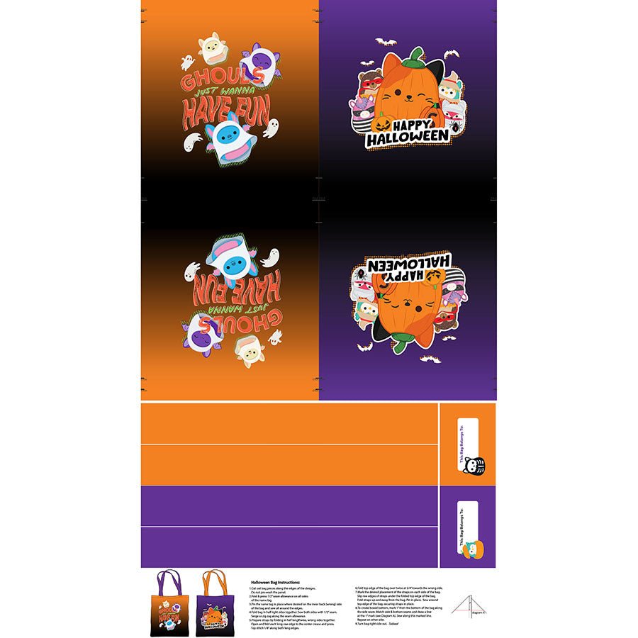 Squishmallows Boo Squad 24" Bag Panel Multi - Northcott from Fort Worth Fabric Studio