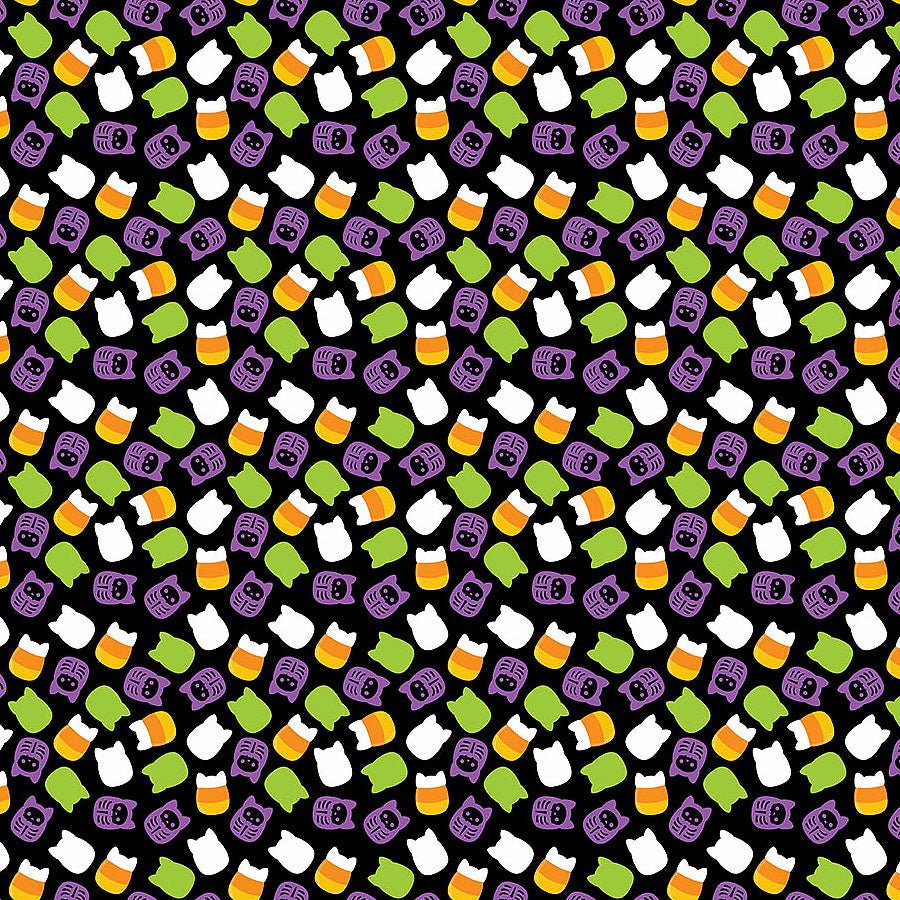 Squishmallows Boo Squad Candy Toss Black Multi - Northcott from Fort Worth Fabric Studio