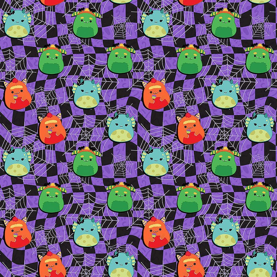 Squishmallows Boo Squad Cobwebs Purple – Remnant 9″ × 44″ - Northcott from Fort Worth Fabric Studio