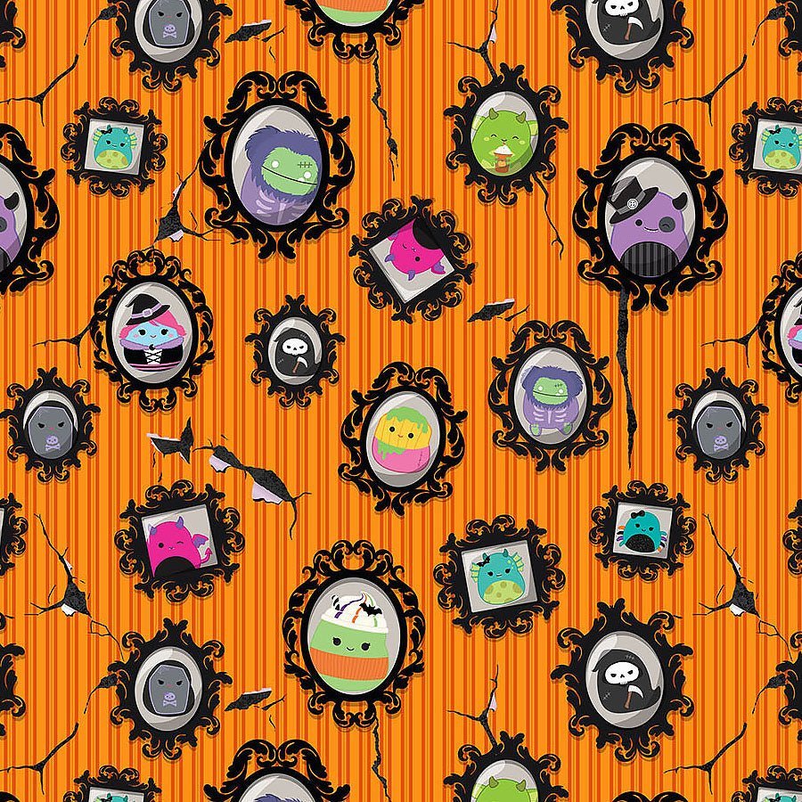 Squishmallows Boo Squad Portraits Orange – Remnant 18″ × 44″ - Northcott from Fort Worth Fabric Studio