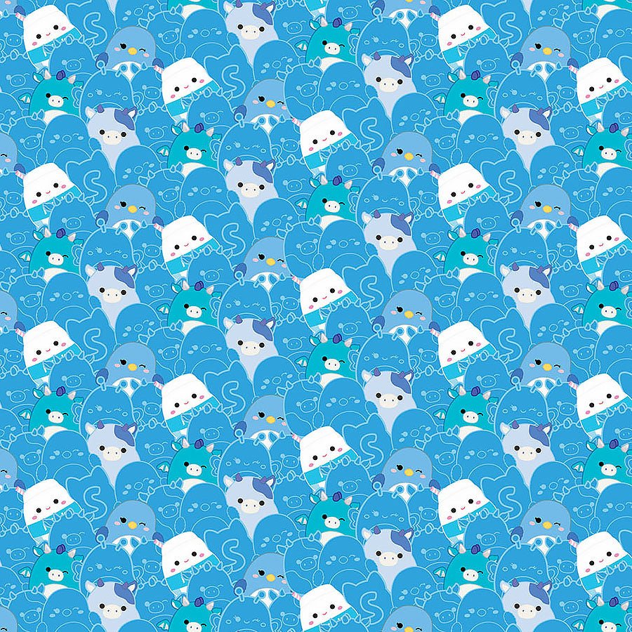 Squishmallows Packed Plushies Blue - Northcott from Fort Worth Fabric Studio
