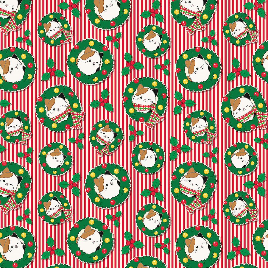 Squishmallows Squish the Season Cam Wreaths Red Multi - Northcott from Fort Worth Fabric Studio