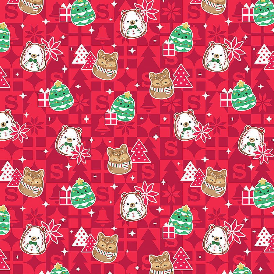 Squishmallows Squish the Season Gingerbread Red - Northcott from Fort Worth Fabric Studio