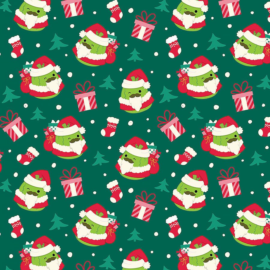 Squishmallows Squish the Season St. Pickolas Forest Green - Northcott from Fort Worth Fabric Studio