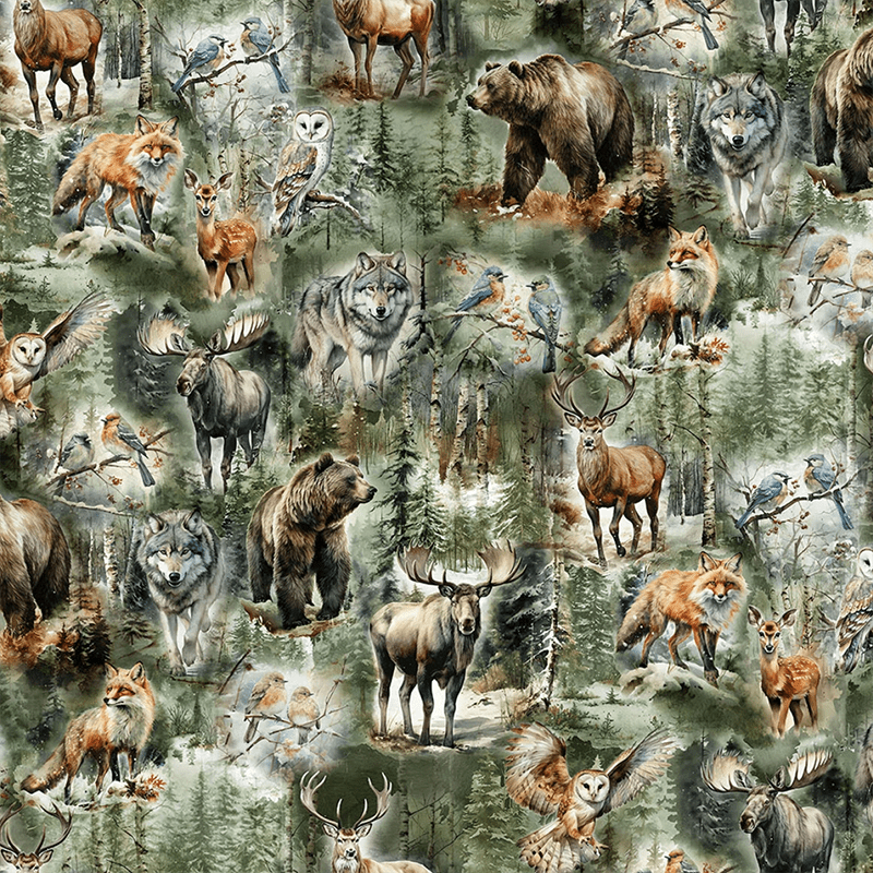 Stag and Stone Wildlife Allover Mist – Remnant 39″ × 44″