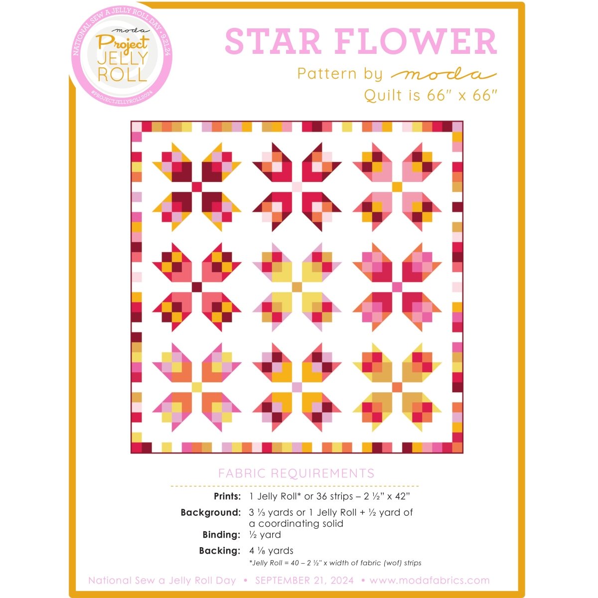 Star Flower Quilt Jelly Roll Pattern by Moda Free PDF - Moda from Fort Worth Fabric Studio