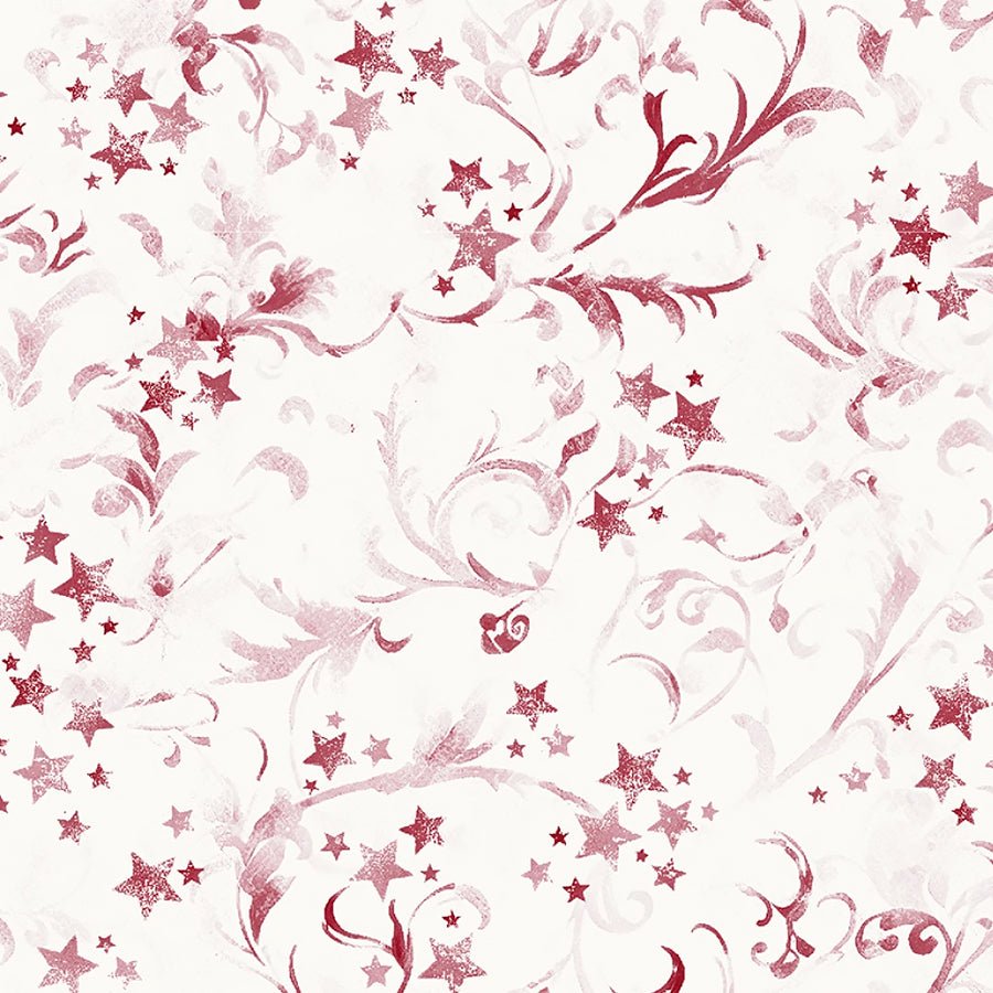 Stars & Stripes Wispy Scroll & Stars Red/White - Studio E from Fort Worth Fabric Studio