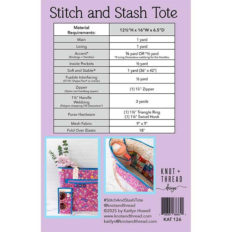 Stitch & Stash Tote Bag Pattern by Knot & Thread Design - Knot + Thread Design from Fort Worth Fabric Studio