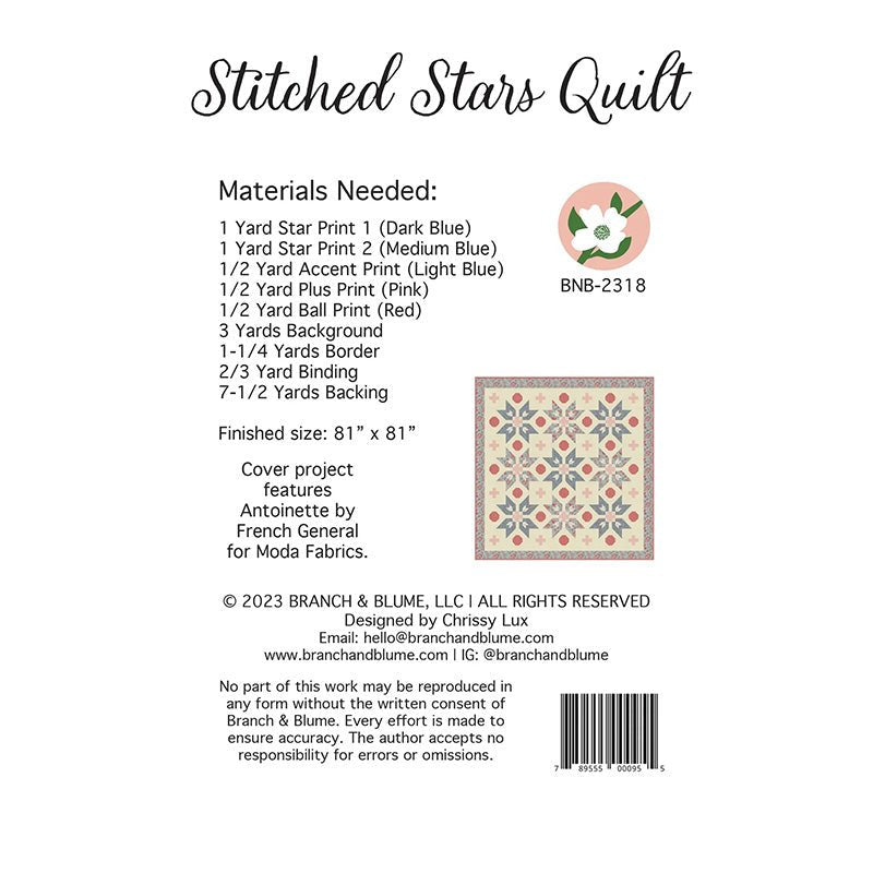 Stitched Stars Quilt Pattern - Branch & Blume from Fort Worth Fabric Studio