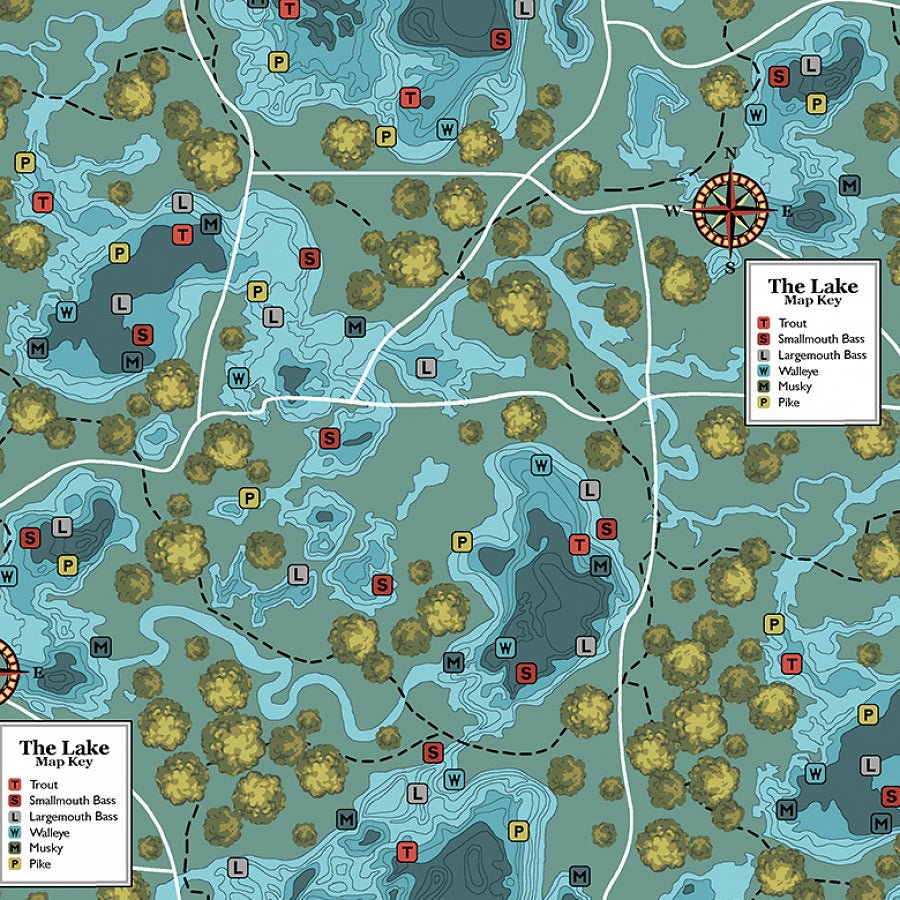 Studio E River Rhythms Map Blue/Green 1 Yard Cut - Studio E from Fort Worth Fabric Studio