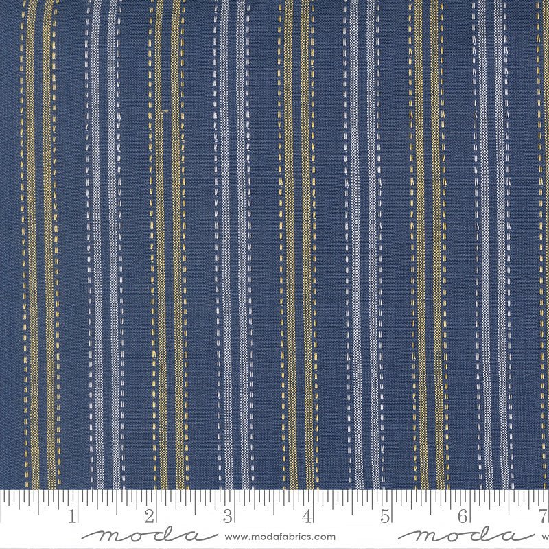 Summer Solstice Wovens Stripes Nautical Blue Yardage by Moda