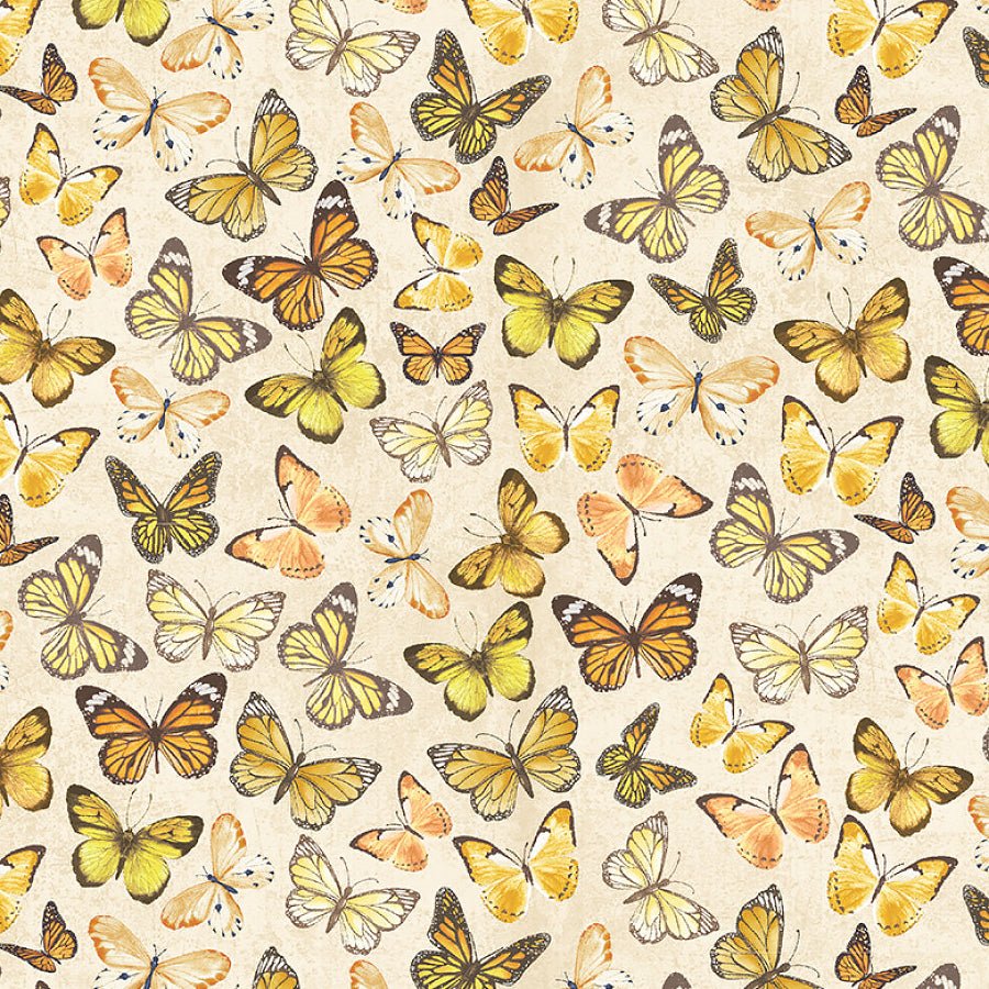 Sunflower Farm Tossed Butterflies Cream - Timeless Treasures from Fort Worth Fabric Studio