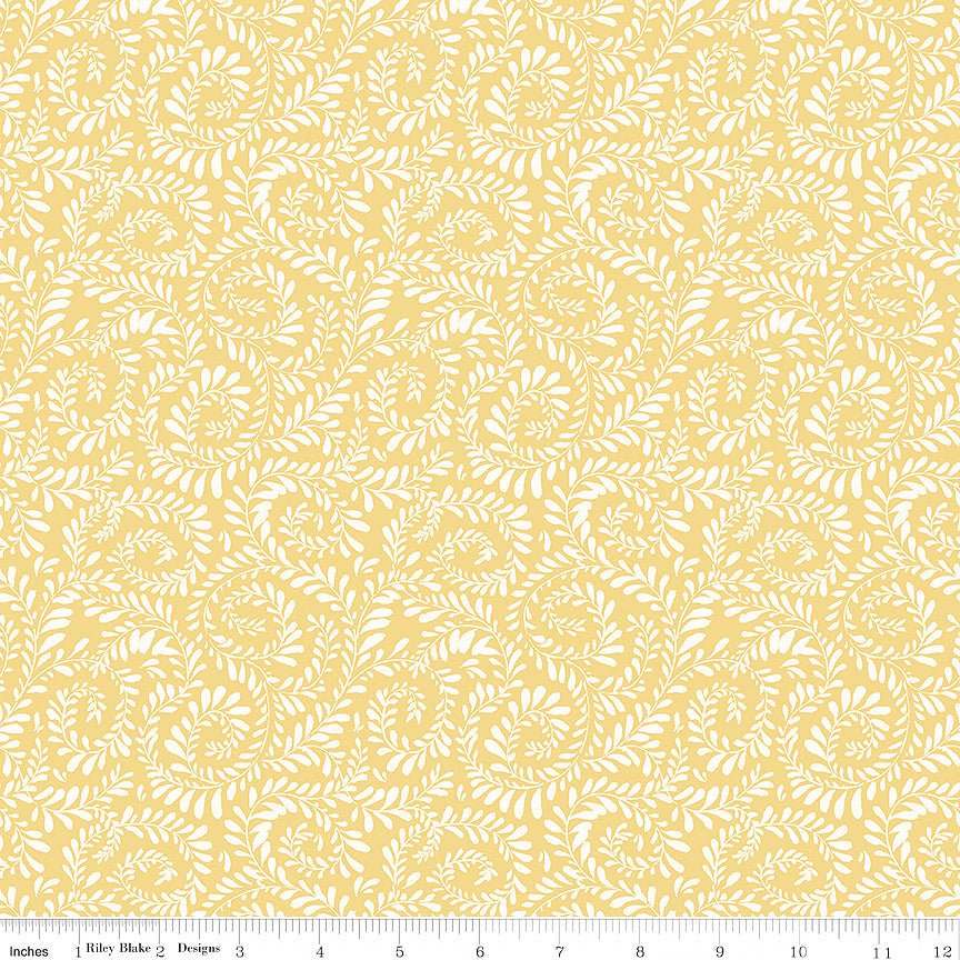 Sunflower Whispers Ferns Yellow - Riley Blake from Fort Worth Fabric Studio