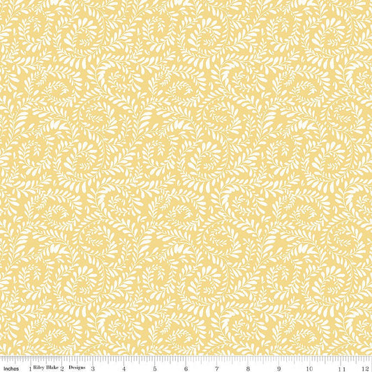 Sunflower Whispers Ferns Yellow - Riley Blake from Fort Worth Fabric Studio