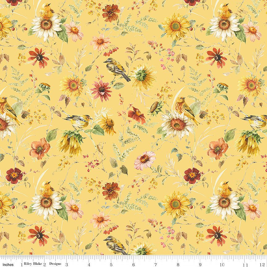 Sunflower Whispers Prairie Yellow - Riley Blake from Fort Worth Fabric Studio