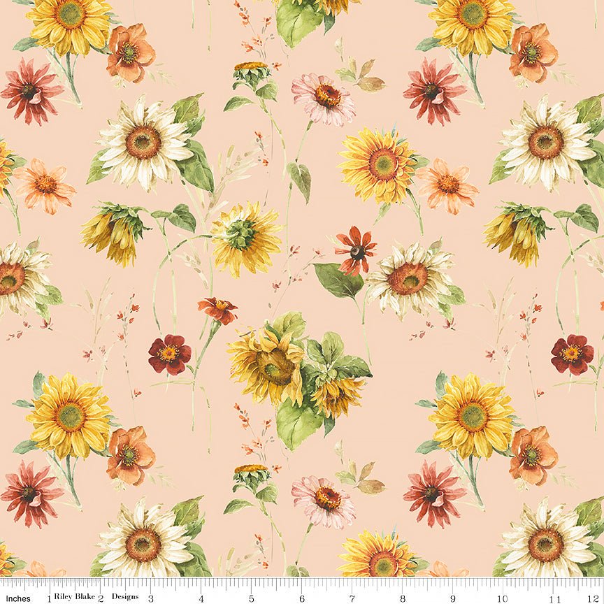 Sunflower Whispers Sunflowers Blush - Riley Blake from Fort Worth Fabric Studio