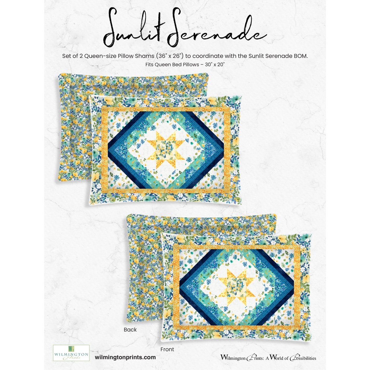 Sunlit Serenade Queen Pillow Shams Pattern from Wilmington PDF Download - Wilmington Prints from Fort Worth Fabric Studio