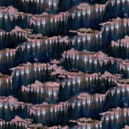 Super Moon Evergreen Scenic Multi - Timeless Treasures from Fort Worth Fabric Studio