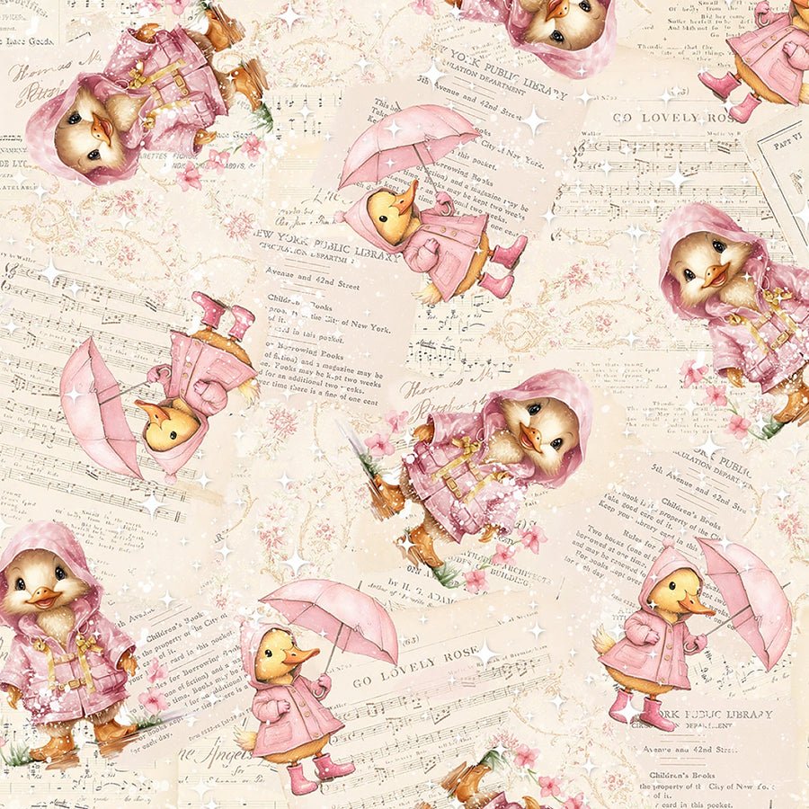 Sweet Spring Baby Ducks in Raincoats Cream - Blank Quilting from Fort Worth Fabric Studio
