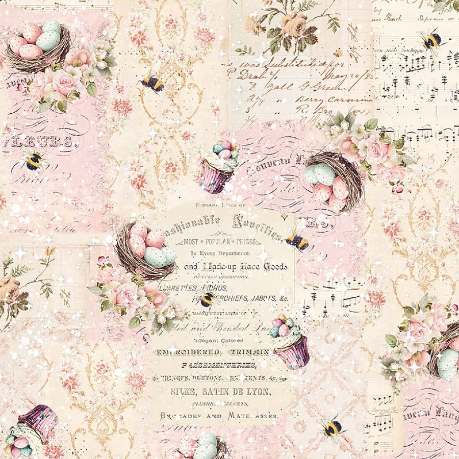 Sweet Spring Rose & Egg Texture Pink - Blank Quilting from Fort Worth Fabric Studio