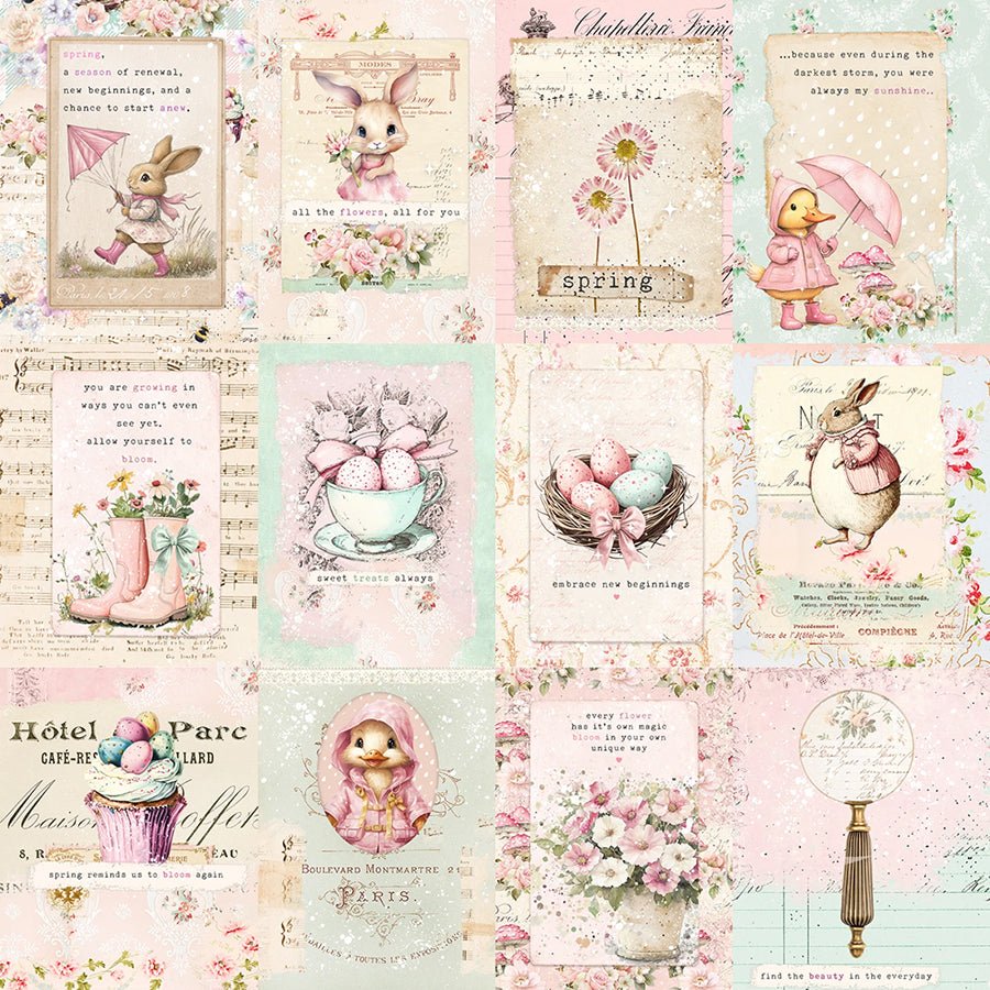 Sweet Spring Vintage Postcard Cream - Blank Quilting from Fort Worth Fabric Studio
