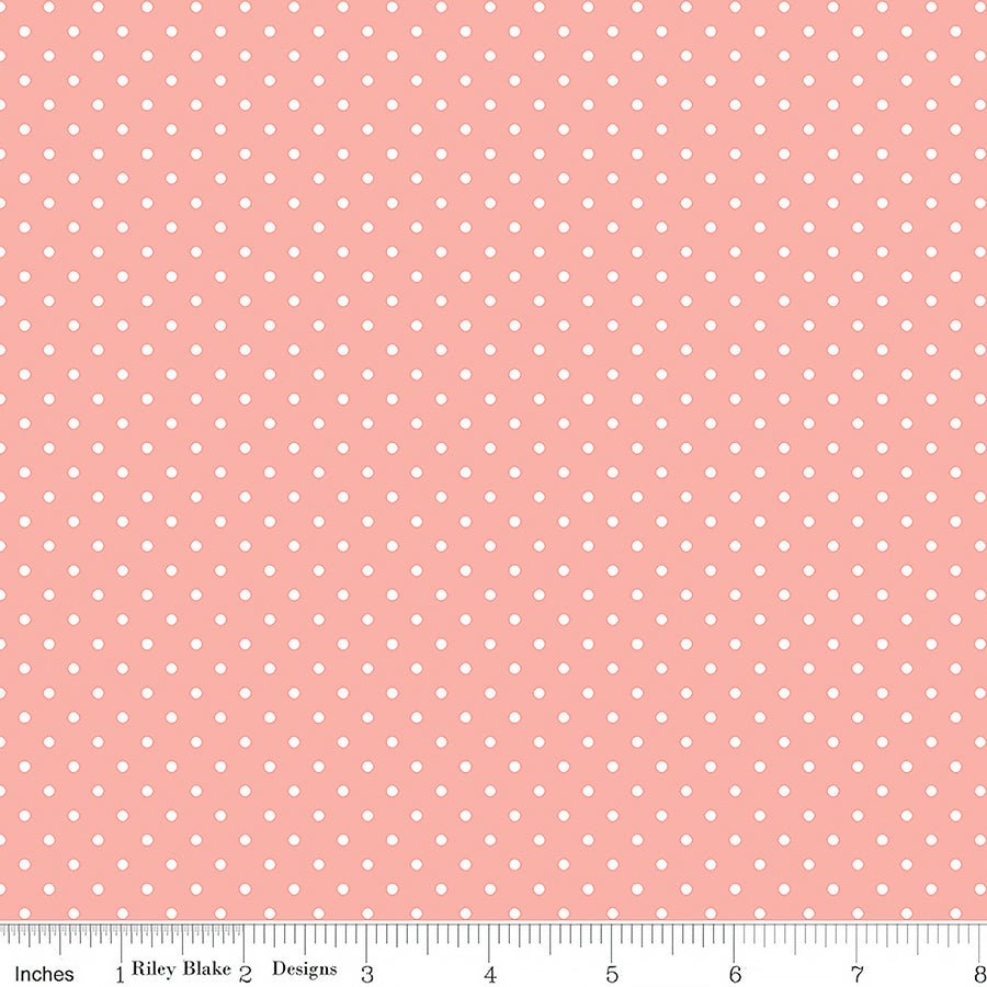 Swiss Dot White On Apricot Blush - Riley Blake from Fort Worth Fabric Studio