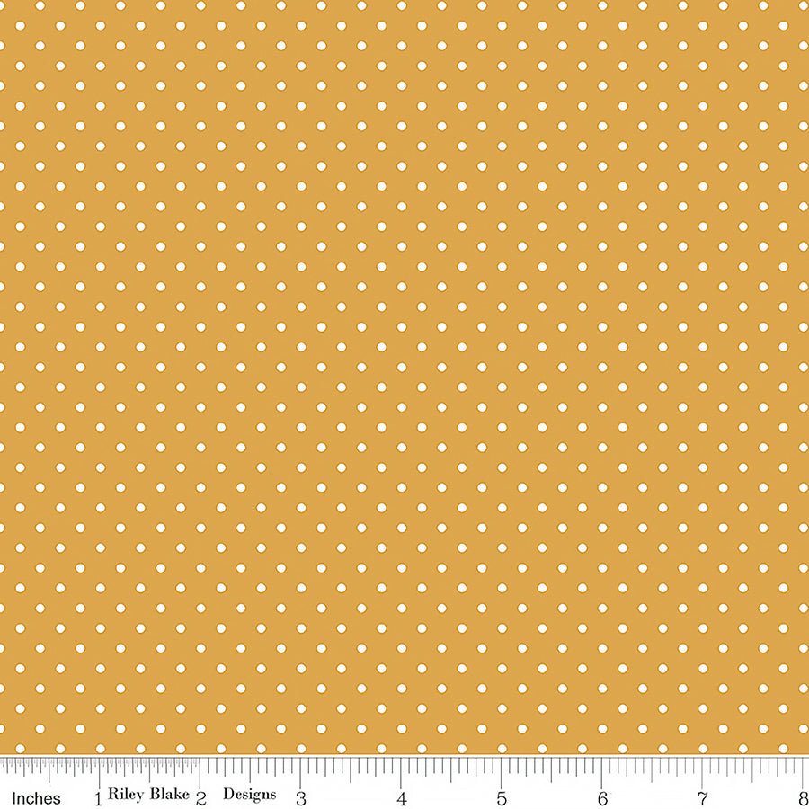Swiss Dot White On Golden - Riley Blake from Fort Worth Fabric Studio