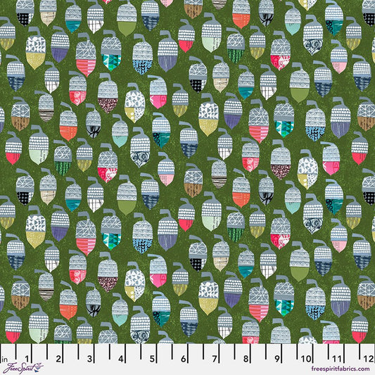 Tales from the Forest Acorns Green - Free Spirit from Fort Worth Fabric Studio