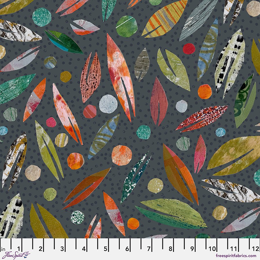 Tales from the Forest Leaves Gray - Free Spirit from Fort Worth Fabric Studio