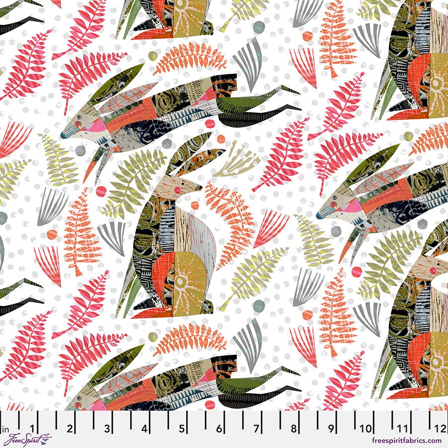 Tales from the Forest Rabbits & Leaves Multi - Free Spirit from Fort Worth Fabric Studio