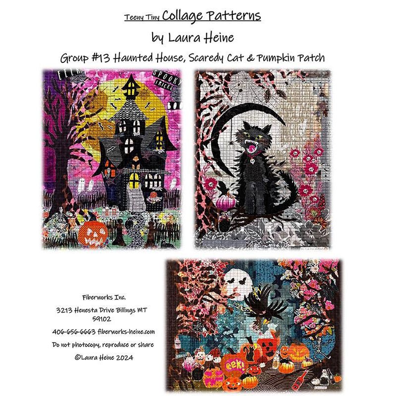 Teeny Tiny Collage Group 13 Haunted House, Scaredy Cat & Pumpkin Patch Quilt Pattern - Fiberworks Inc