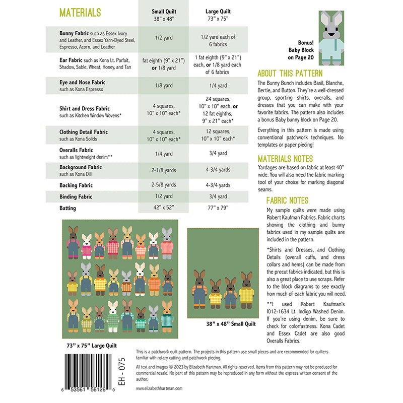 The Bunny Bunch Quilt Pattern by Elizabeth Hartman - Elizabeth Hartman from Fort Worth Fabric Studio