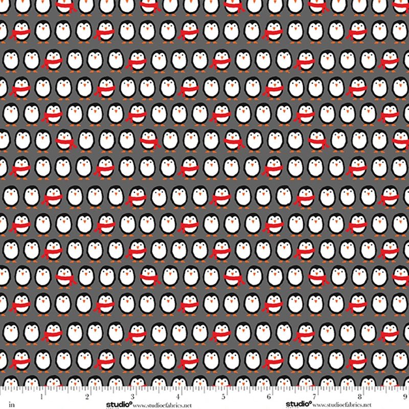 The Cool Club Flannel Mini Penguins Storm - Studio E from Fort Worth Fabric Studio