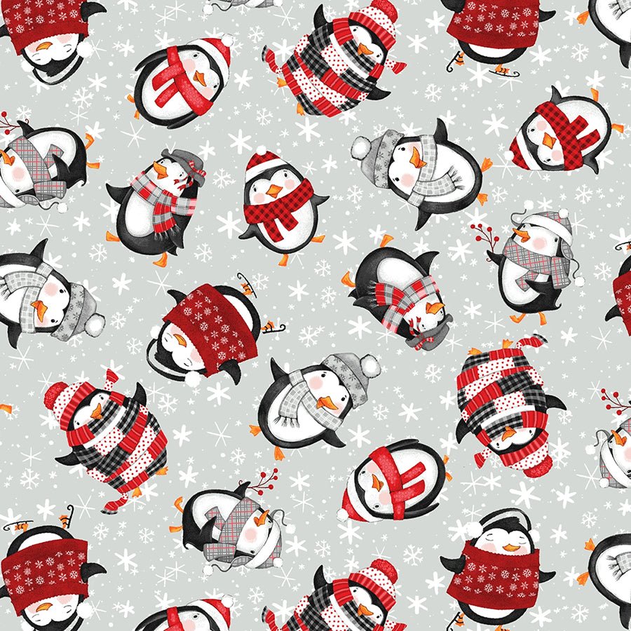 The Cool Club Flannel Penguin Toss Cloud - Studio E from Fort Worth Fabric Studio