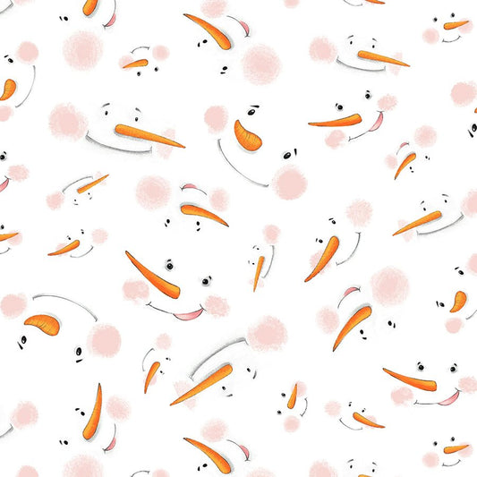 The Cool Club Flannel Snowman Face Toss White - Studio E from Fort Worth Fabric Studio