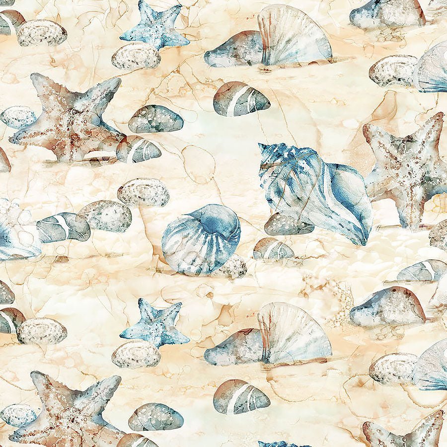 The Great Outdoors Coastal Scene Blue Multi – Remnant 52″ × 44″ - Northcott from Fort Worth Fabric Studio
