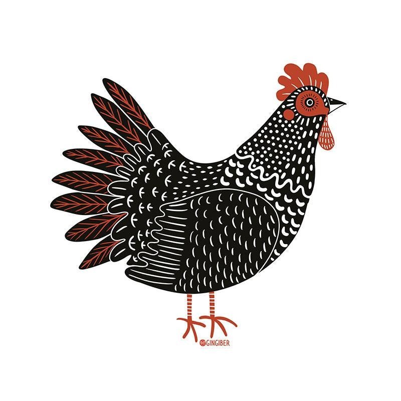 The Henhouse Chicken Sticker by Gingiber - Gingiber from Fort Worth Fabric Studio