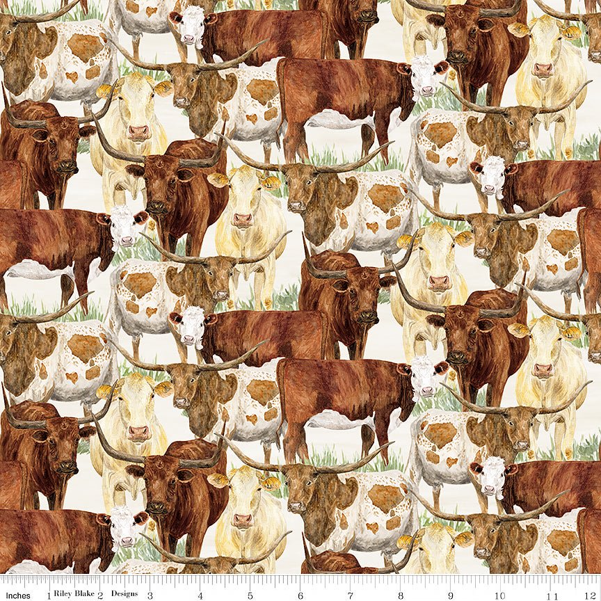 The Homestead Herd of Cattle Cream - Riley Blake from Fort Worth Fabric Studio