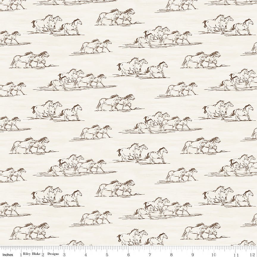 The Homestead Horse Toile Cream - Riley Blake from Fort Worth Fabric Studio