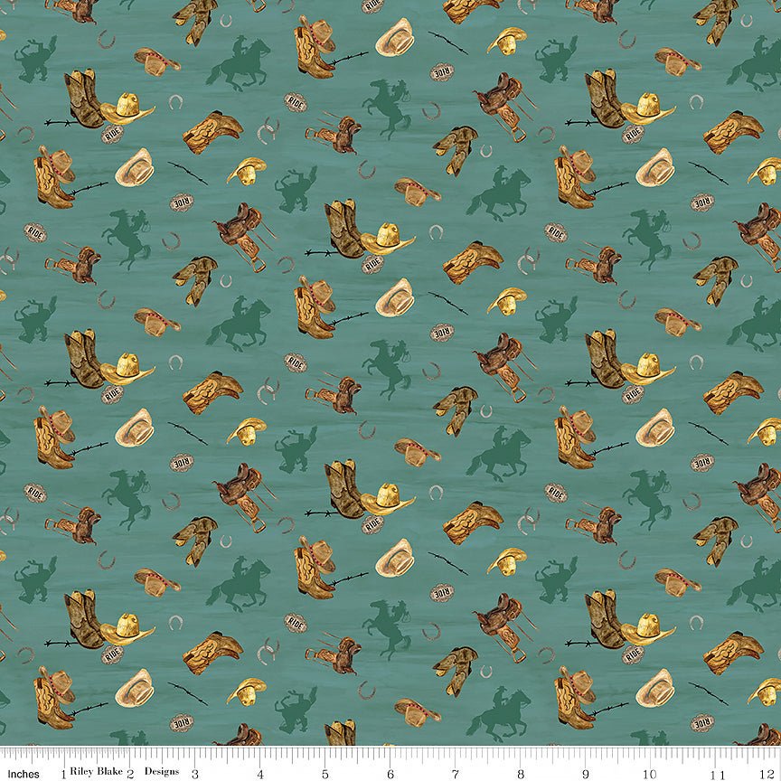 The Homestead Icon Toss Teal - Riley Blake from Fort Worth Fabric Studio