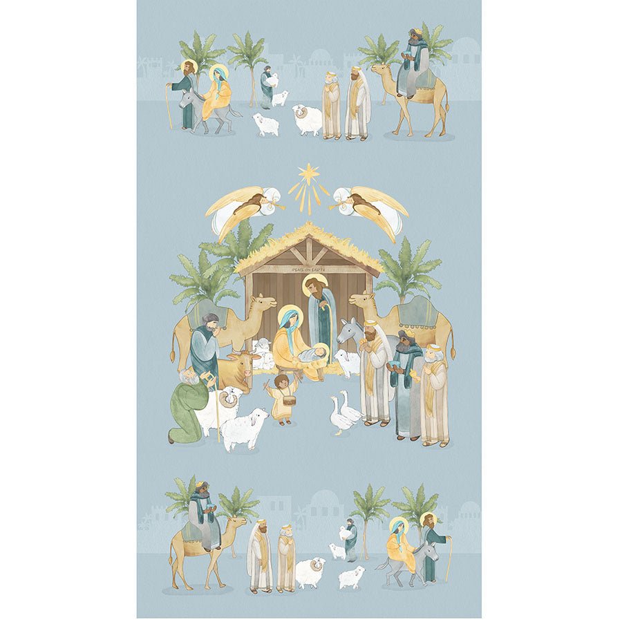 The Nativity 24" Panel Blue Multi - Northcott from Fort Worth Fabric Studio