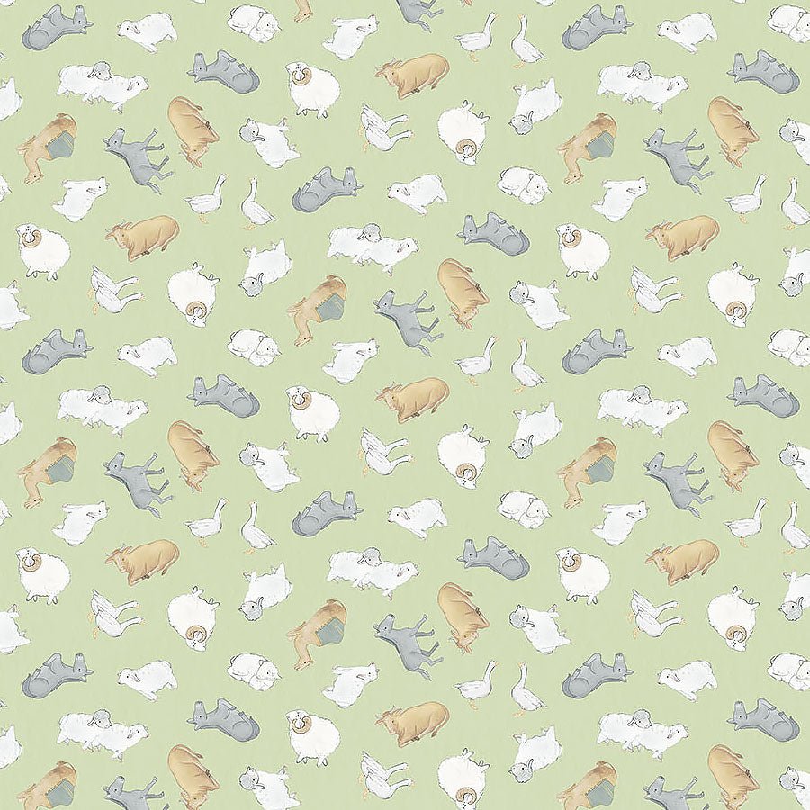 The Nativity Tossed Animals Green Multi - Northcott from Fort Worth Fabric Studio