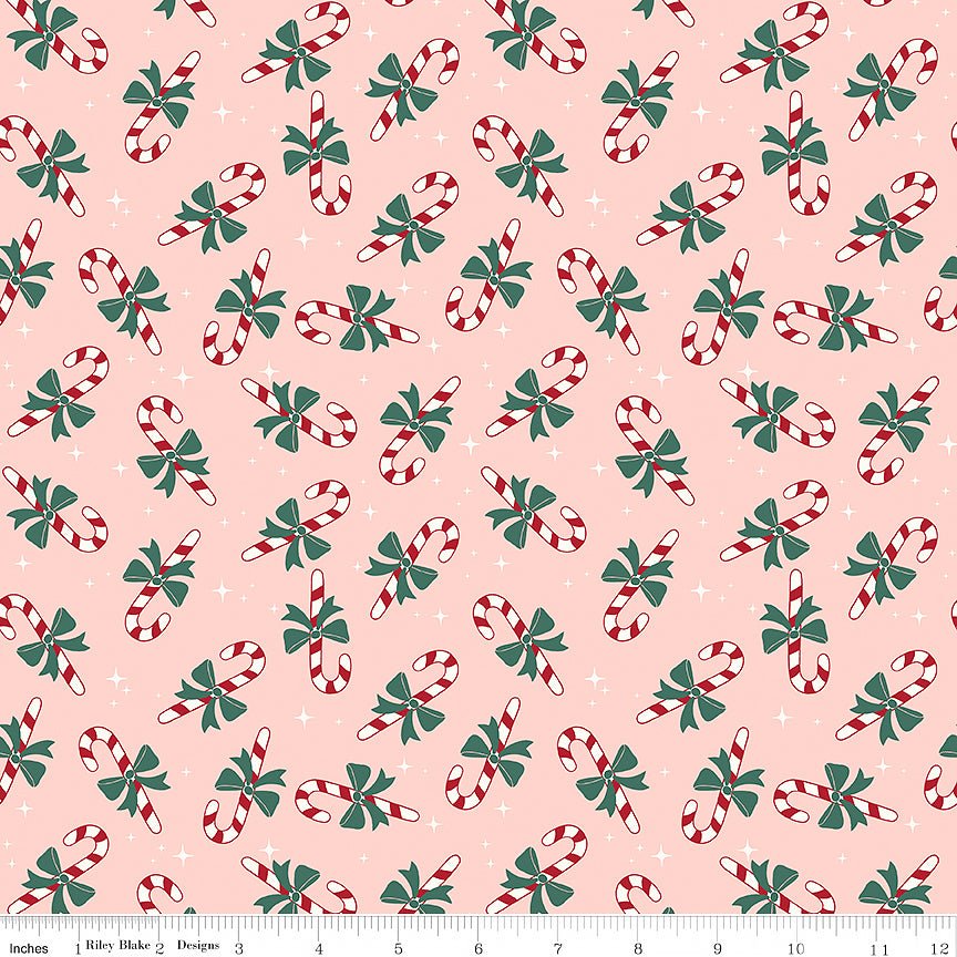 The North Pole Flannel Candy Cane Blush - Riley Blake from Fort Worth Fabric Studio