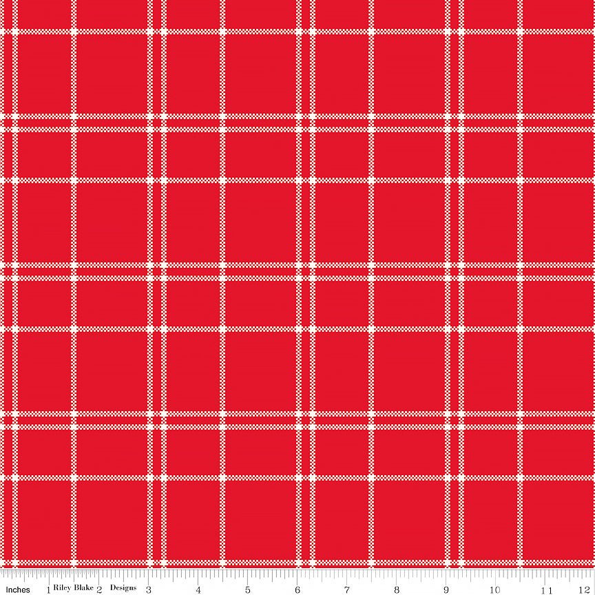 The North Pole Flannel Plaid Tomato - Riley Blake from Fort Worth Fabric Studio