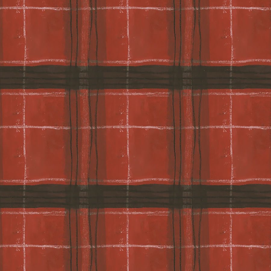 The Plaid One Window Pane Plaid Carn Red Yardage by Windham