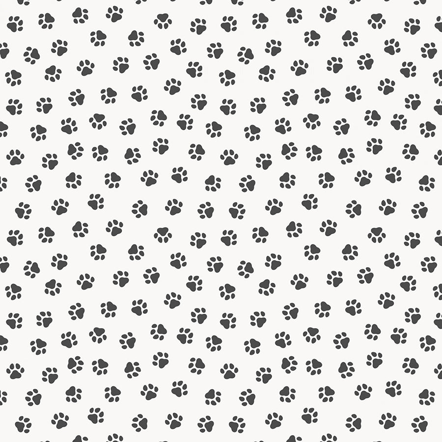 The Purrfect Book Club Paws Black on White - Lewis & Irene from Fort Worth Fabric Studio