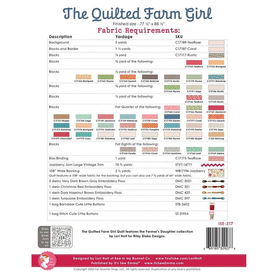 The Quilted Farm Girl Quilt Pattern by It's Sew Emma - It's Sew Emma from Fort Worth Fabric Studio
