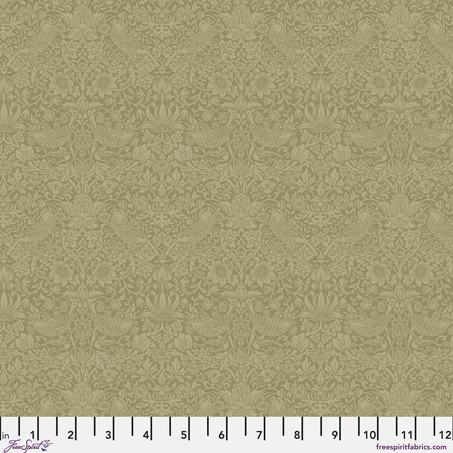 The Trellis Palette Tonal Strawberry Thief Olive Fruit - Free Spirit from Fort Worth Fabric Studio