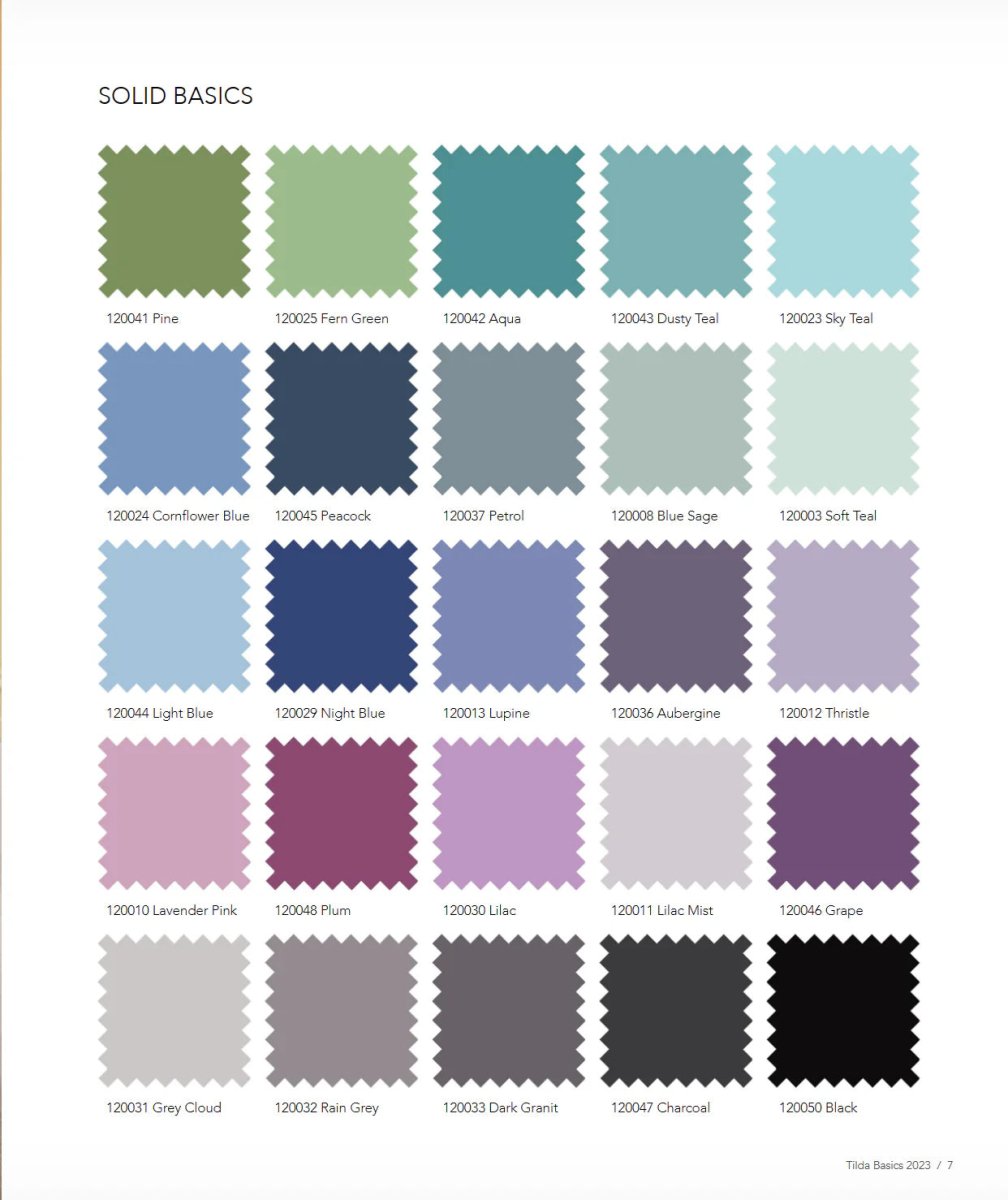Tilda Solids Fat Quarter Bundle Cool 25pc - Tilda Fabrics from Fort Worth Fabric Studio